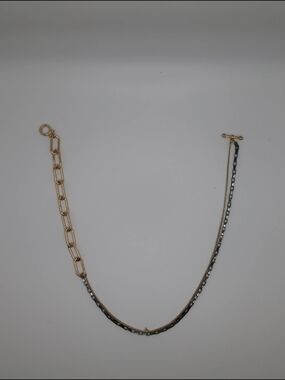 Two-Tone Gold and Black Layered Chain Necklace - Women Jewelry